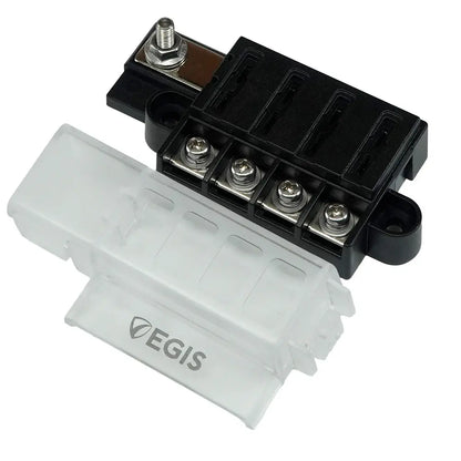 Egis Mobile Electric RT Fuse Block - 4 Circuit with Cover for Automotive and Marine Applications