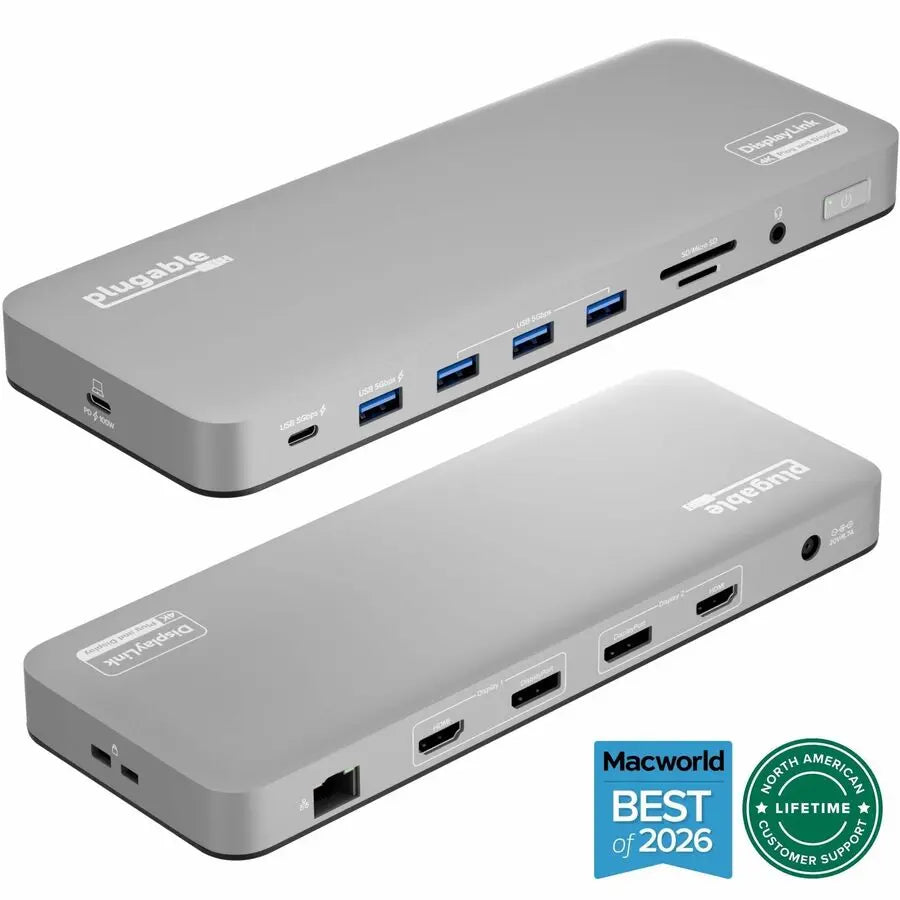 Plugable UD-6950PDH USB-C Docking Station with Dual 4K Support for Mac and Windows