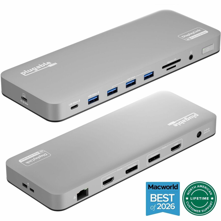 Plugable UD-6950PDH Dual 4K USB-C Docking Station for Mac and PC