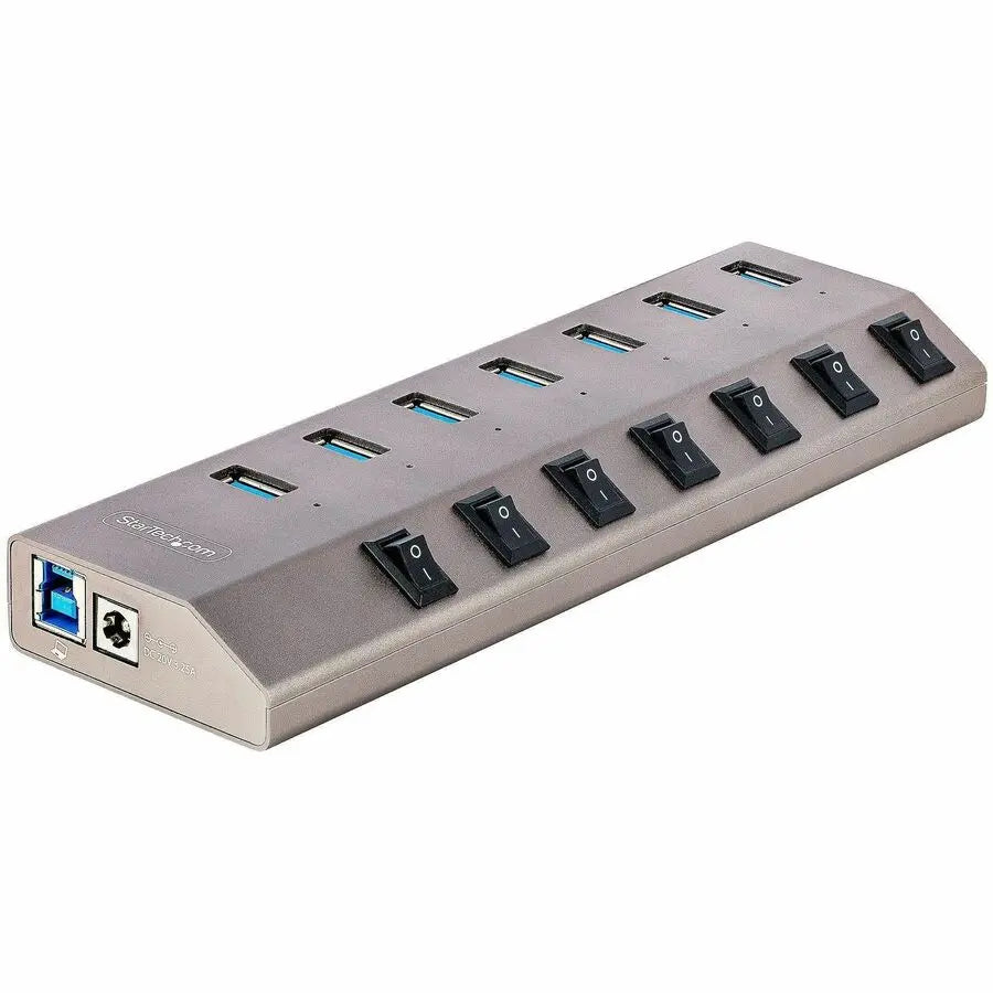 StarTech.com 7-Port USB 3.2 Gen 1 Hub with On/Off Switches, Self-Powered, Space Gray