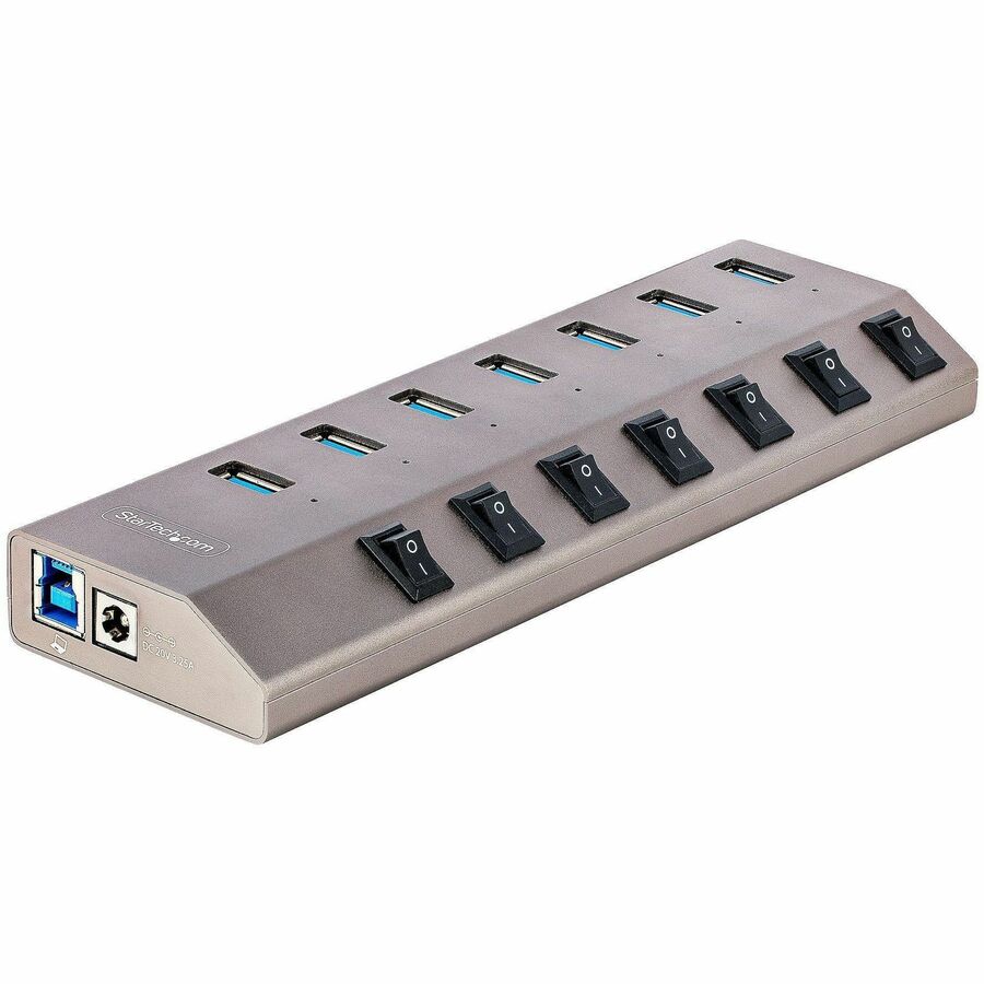 StarTech.com 7-Port USB 3.2 Gen 1 Hub with Power Switches and Charging - Space Gray