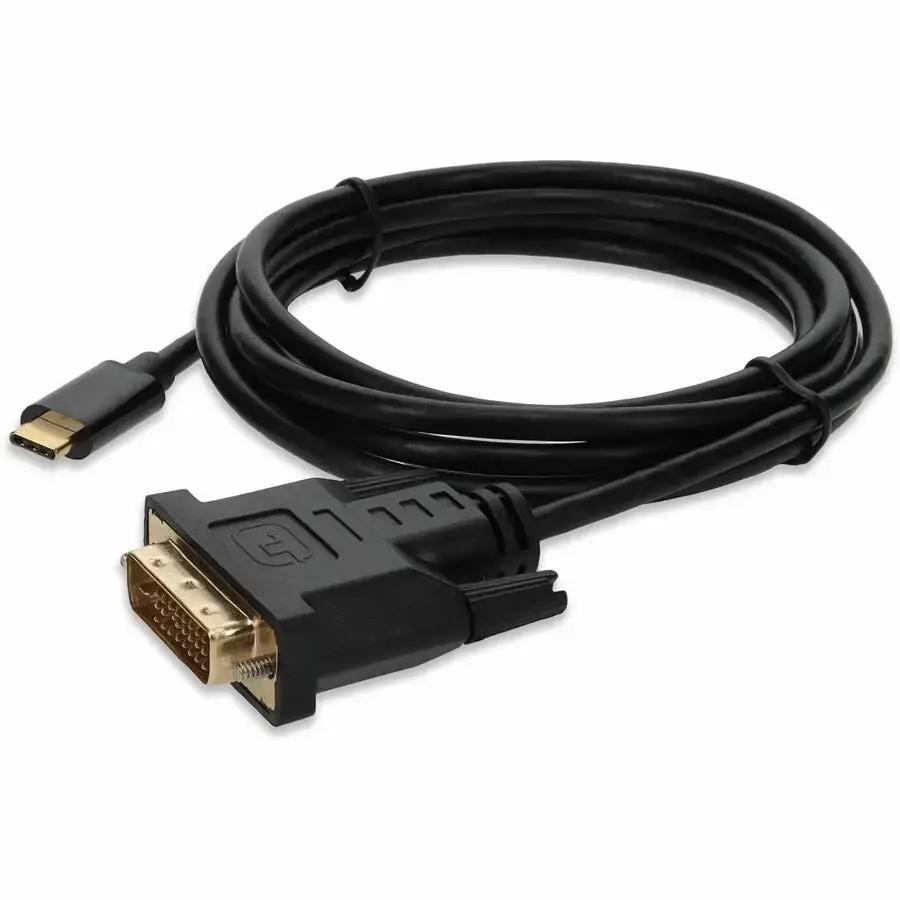 AddOn 6ft USB-C 3.1 to DVI-D Dual Link Male to Male Black Cable (Part Number: USBC2DVIDMM6F) by ADDON