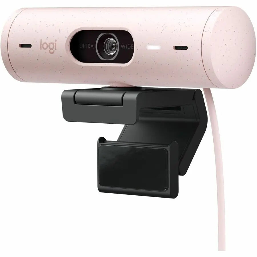 Logitech Brio 500 Full HD webcam, auto framing, noise-reducing mics, privacy shutter, streaming & video calling, Rose