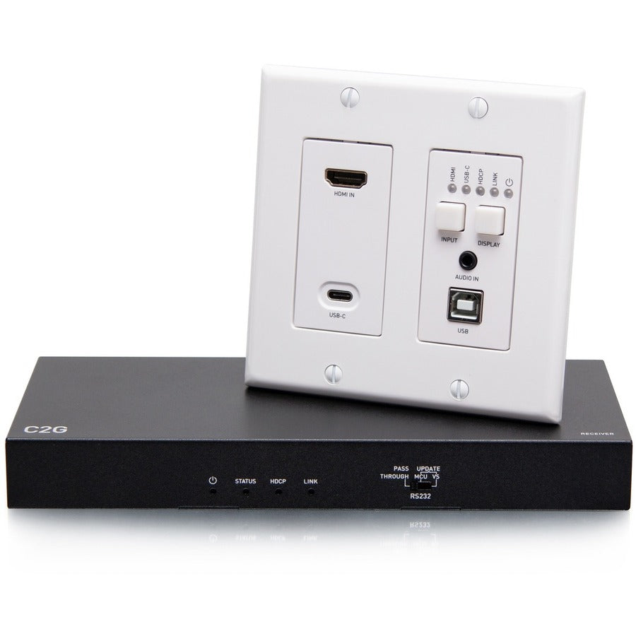 C2G C2G31011 Ultra-Slim HDBaseT HDMI, USB-C, USB and RS232/IR Extender over Cat