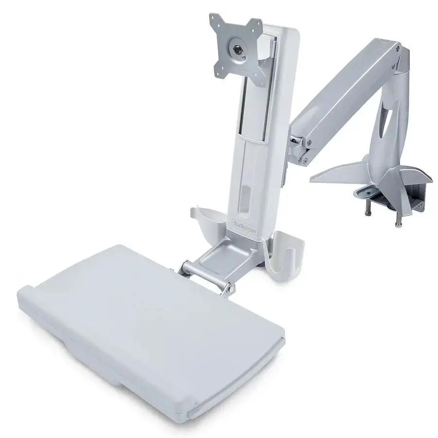 StarTech.com Sit-Stand Monitor Arm with Keyboard Tray for 27-inch Displays - VESA Compatible Desk Mount Workstation Converter by StarTech.com