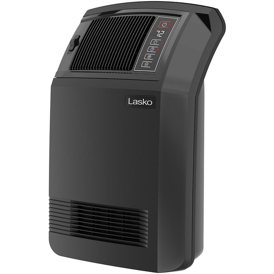 Lasko Cyclonic Digital Ceramic Space Heater with Remote - Wall Mount, 1500 Watts, Black