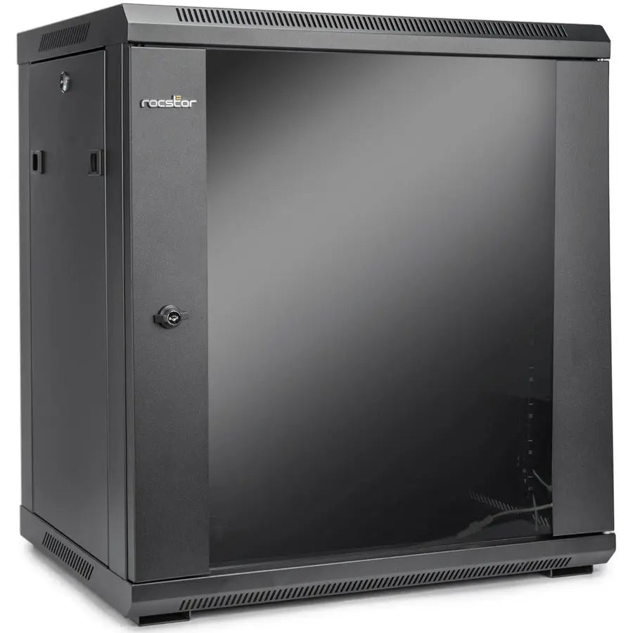 Rocstor SolidRack Wall Mount Rack Enclosure Model Y10E003-B1 with Tempered Glass Door