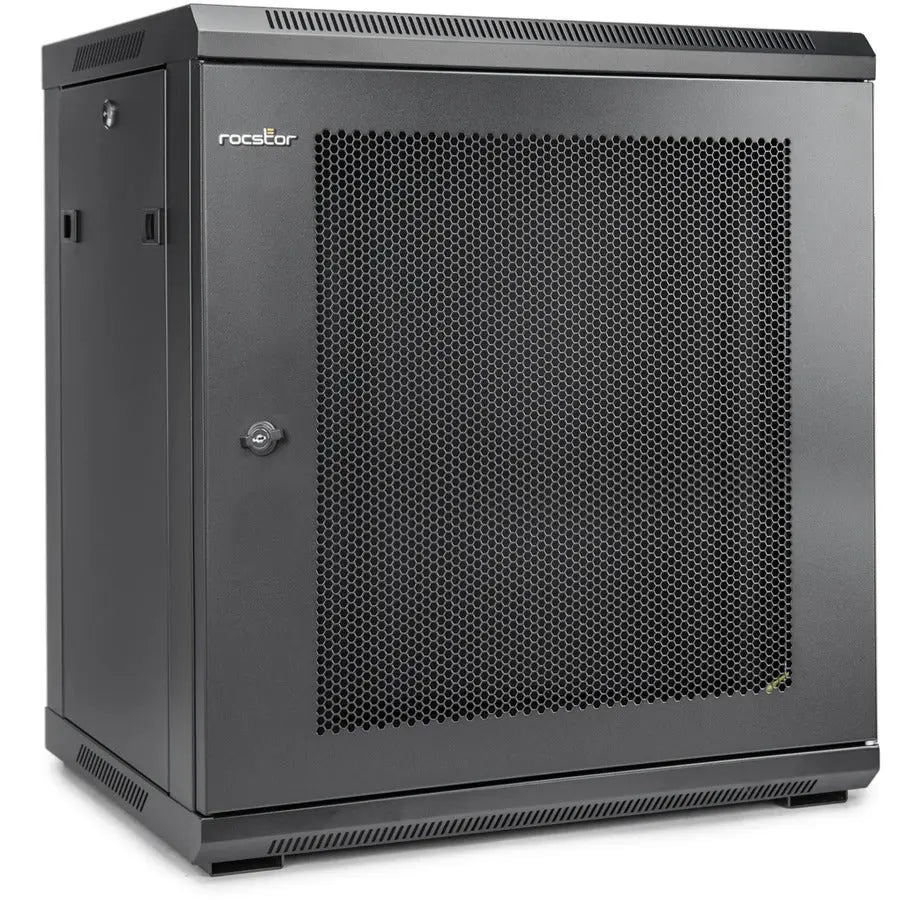 Rocstor SolidRack Wall Mount Rack Enclosure Y10E006-B1 - 12U 19-Inch Steel Server Rack with Lockable Doors and Cable Management