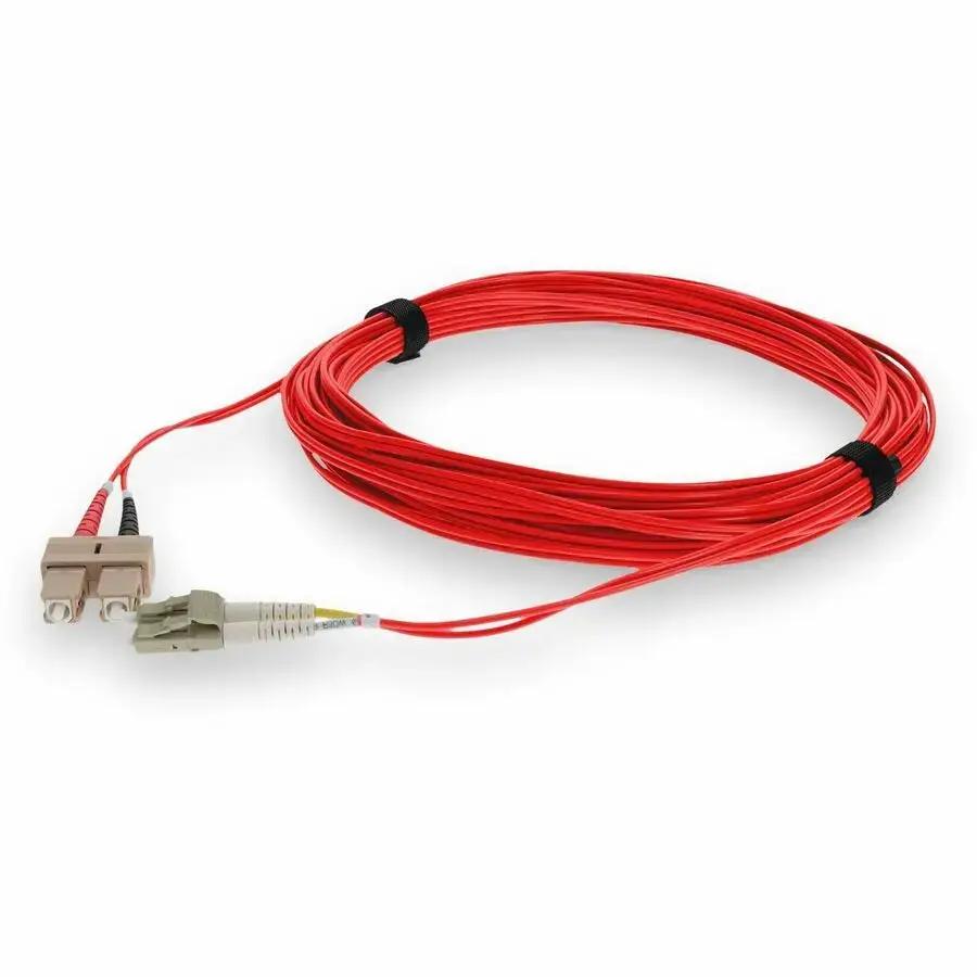 AddOn 1m SC to LC Red OM4 Duplex Fiber Optic Patch Cable - Riser-Rated, High-Speed Network Connectivity by AddOn