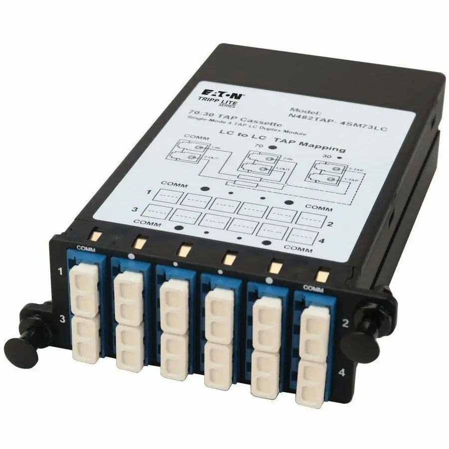 Eaton Tripp Lite Series N482TAP-4SM73LC Singlemode Fiber Optic TAP Cassette for Network Monitoring and Traffic Analysis
