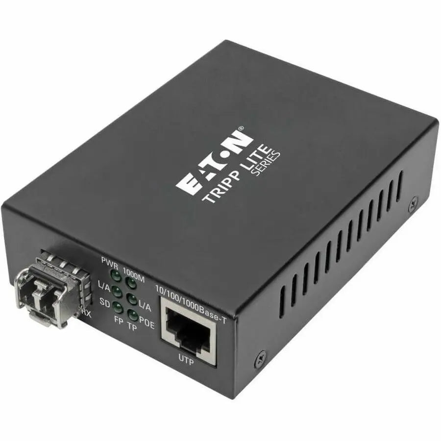 Eaton Tripp Lite Series Gigabit Multimode Fiber to Ethernet Media Converter N785-INT-PLCMM1 with PoE+ Support