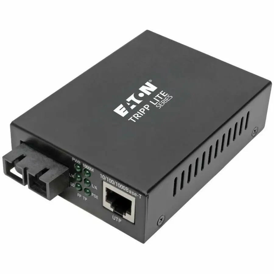 Eaton Tripp Lite Series N785-INT-PSCMM2 Fiber Optic to Ethernet Media Converter with PoE+ Extension