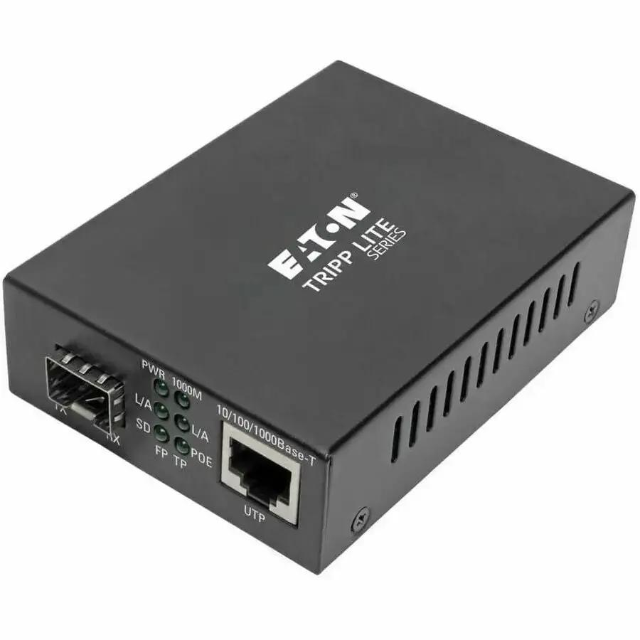 Eaton Corporation Tripp Lite N785-INT-PSFP Gigabit SFP Fiber to Ethernet Media Converter with PoE+ Support by Eaton Corporation