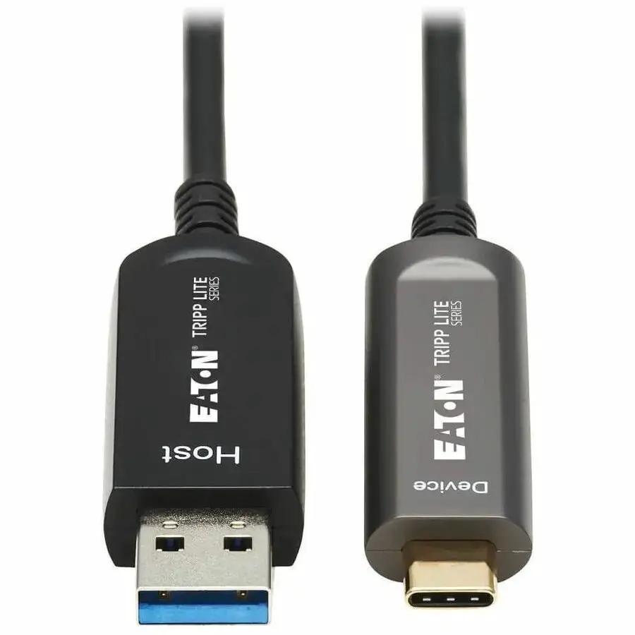 Eaton Tripp Lite Series USB-A to USB-C Fiber Optic Data Transfer Cable, 10 ft. – USB 3.2 Gen 2, Plenum Rated, Black by Eaton Corporation