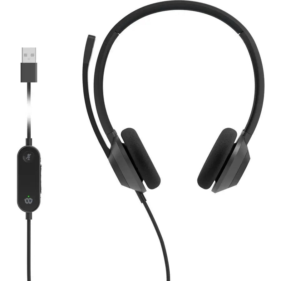 Cisco Headset 322 Wired Dual On-Ear Carbon Black USB-A - Lightweight Office Headset with Webex Button and Superior Sound