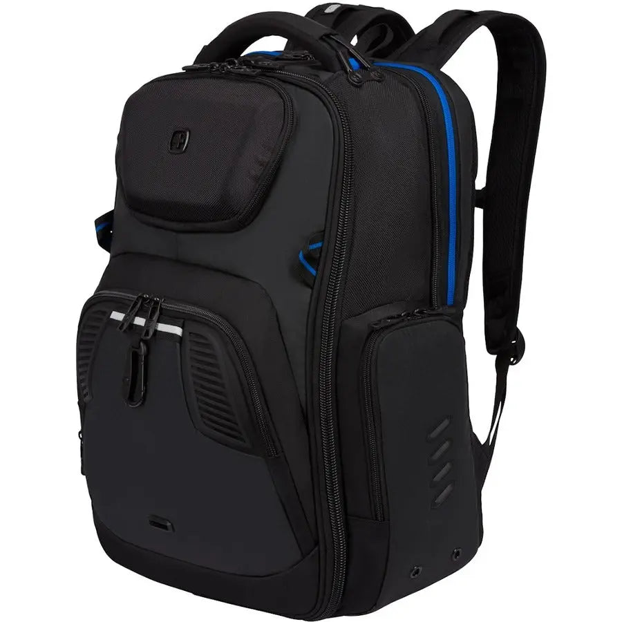 SwissGear 8121 USB ScanSmart Gaming Backpack – Black with Padded Laptop & Console Compartments