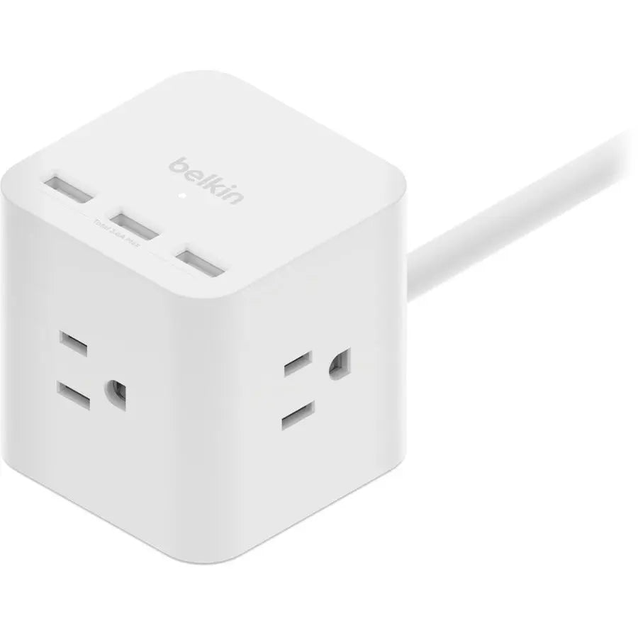 Belkin 3-Outlet Power Cube with 5-Foot Cord and USB-A Ports for Multiple Devices
