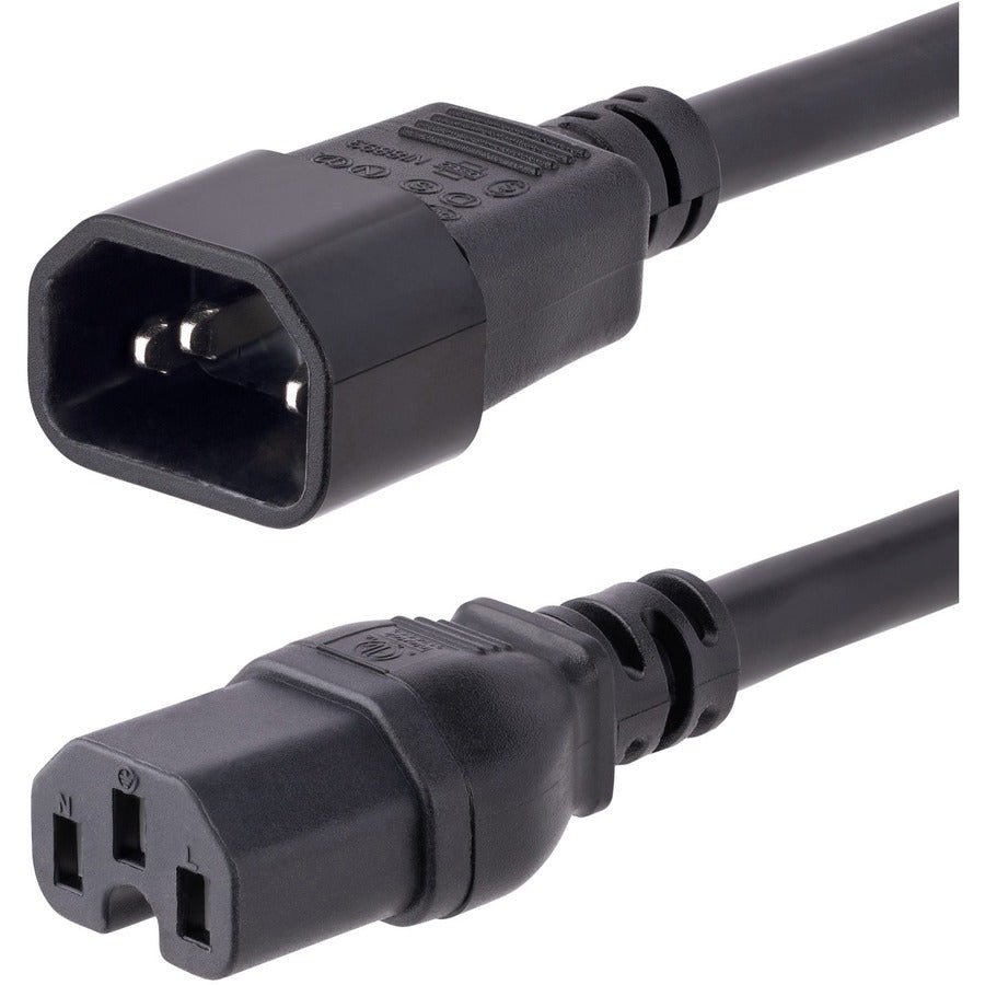 StarTech.com H1415-10F-POWER-CORD Heavy Duty 10ft Power Extension Cord with IEC C14 to C15 Connectors