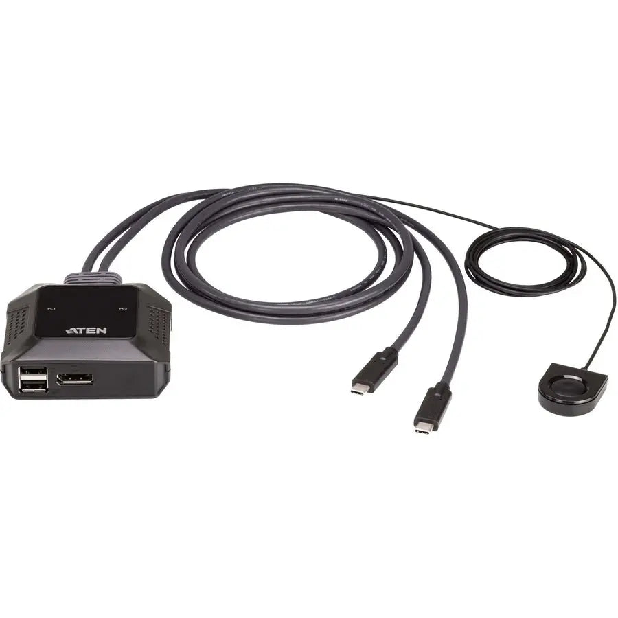ATEN US3312 2-Port 4K DisplayPort USB-C Cable KVM Switch with Remote Port Selector