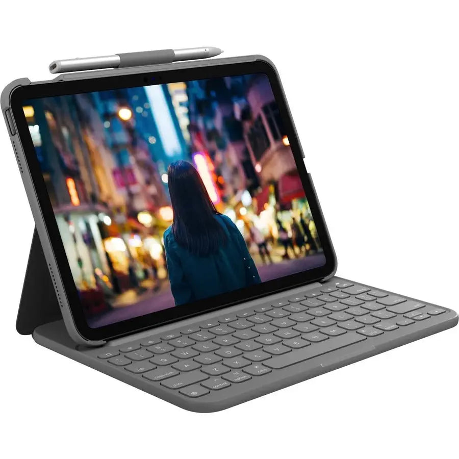 Logitech Slim Folio Keyboard Case for iPad (10th Generation & A16) - Oxford Gray