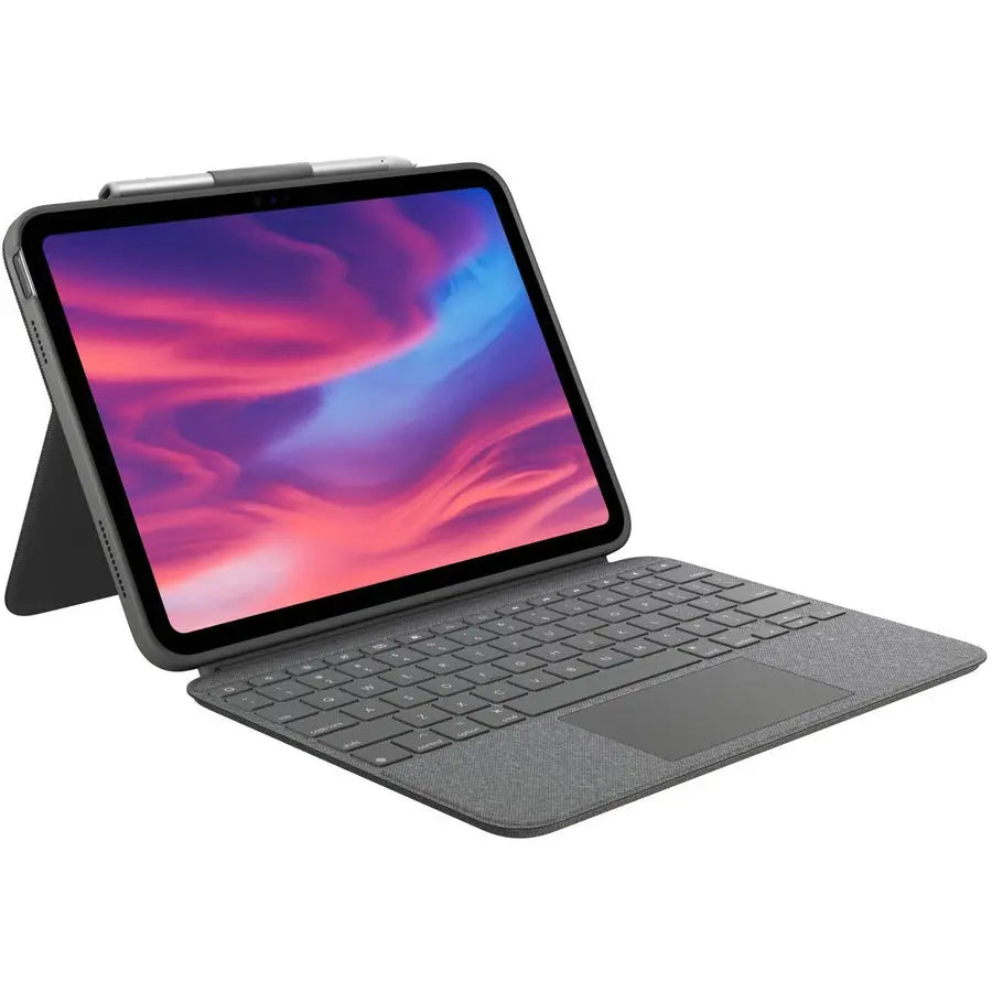 Logitech Combo Touch Keyboard/Cover Case (Folio) for 10.9" Apple, Logitech iPad (10th Generation &A16) Tablet - Oxford Gray