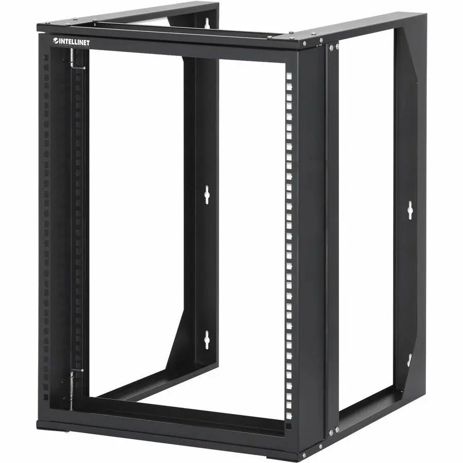 Intellinet 19" Wall Mount 2-Post Open Frame Network Rack, 12U – Durable Signal Black Steel Enclosure for IT Equipment