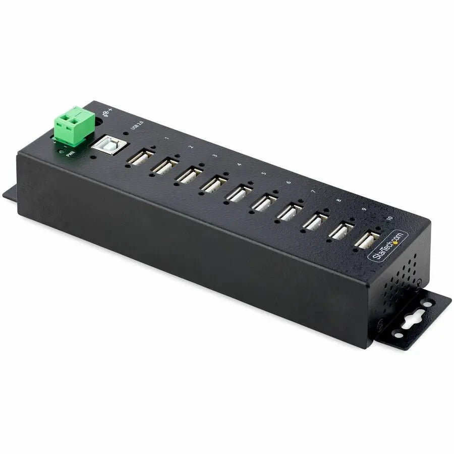 StarTech.com 10-Port Industrial USB 2.0 Hub with Rugged Design and ESD Level 4 Protection