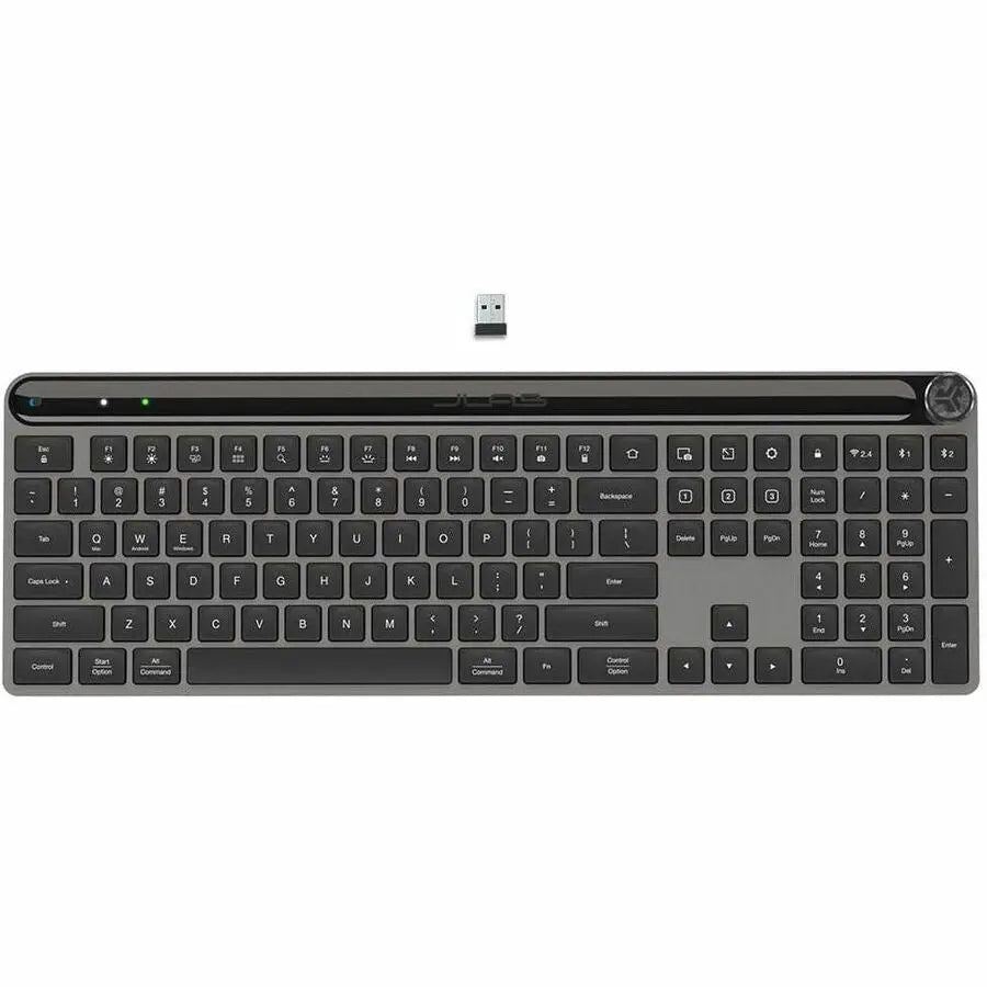 JLab Epic Wireless Keyboard - Bluetooth & USB Wireless Connectivity, Backlit Full-Size Keyboard with Programmable Hotkeys and Media Control