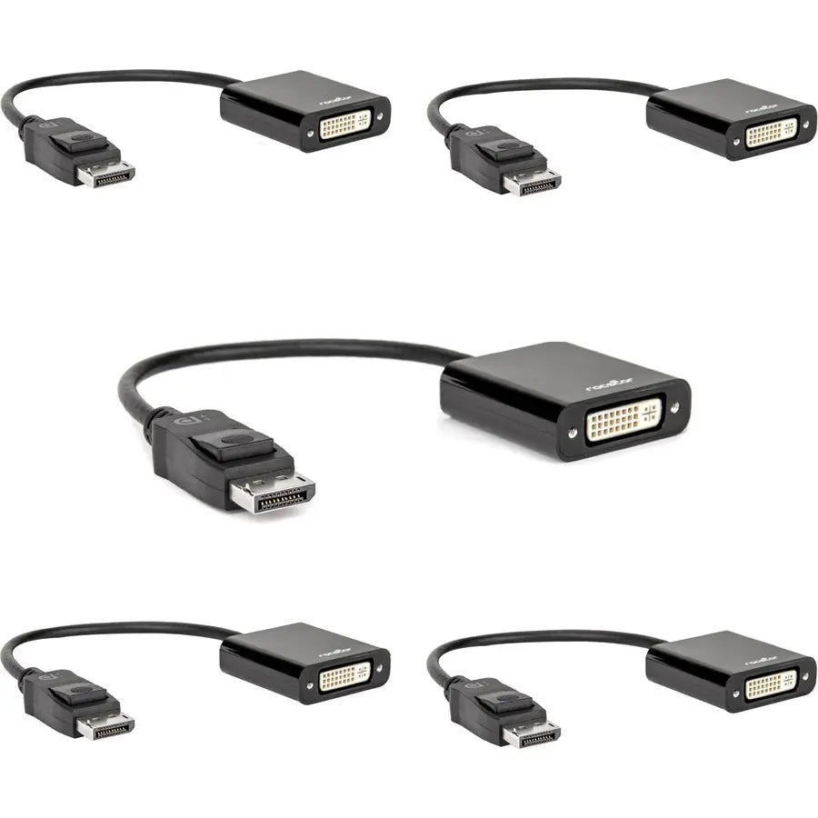 Rocstor Y00DVI-BK-5PK DisplayPort to DVI Video Adapter (5-Pack) for High-Resolution Digital Display