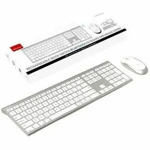Macally ACEBTKEYACB Bluetooth Keyboard and Mouse for Mac and PC - Multi-Device Rechargeable Aluminum Set