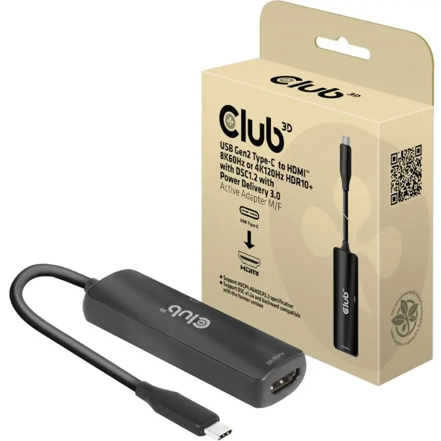 Club 3D CAC-1588 USB Type-C to HDMI Adapter with 8K60Hz Support and 100W PD Charging