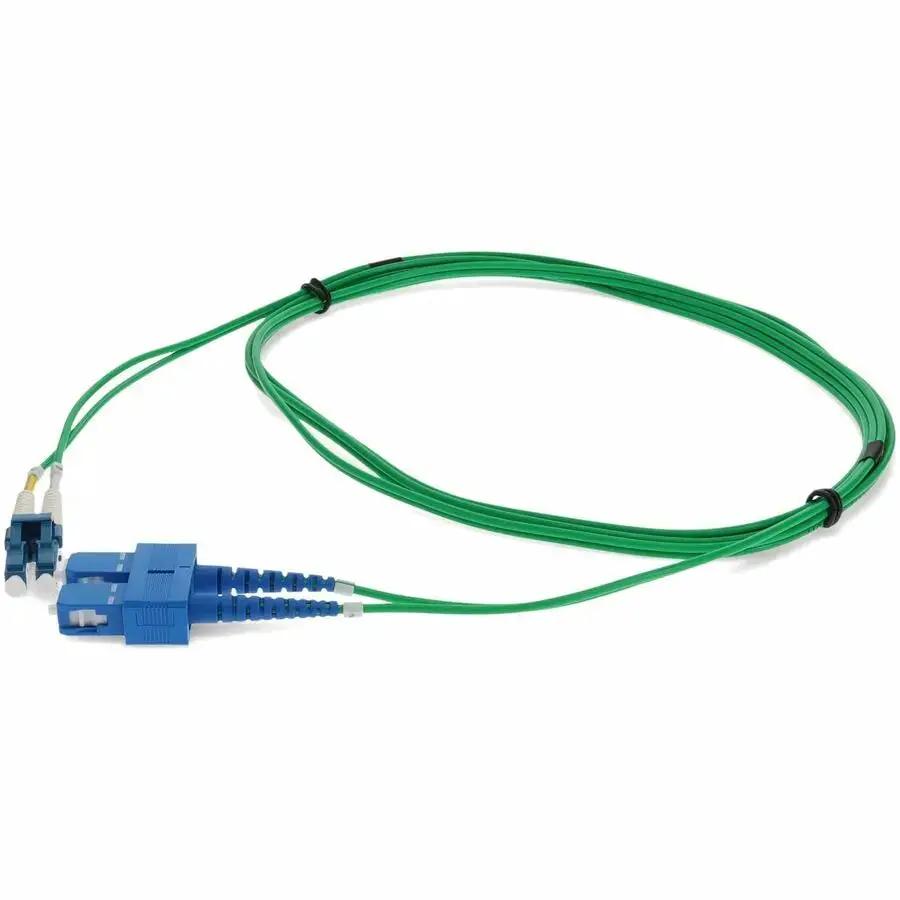 AddOn 2m SC to LC Green OS2 Duplex Fiber Patch Cable – Riser-Rated, Single-Mode, OFNR by AddOn