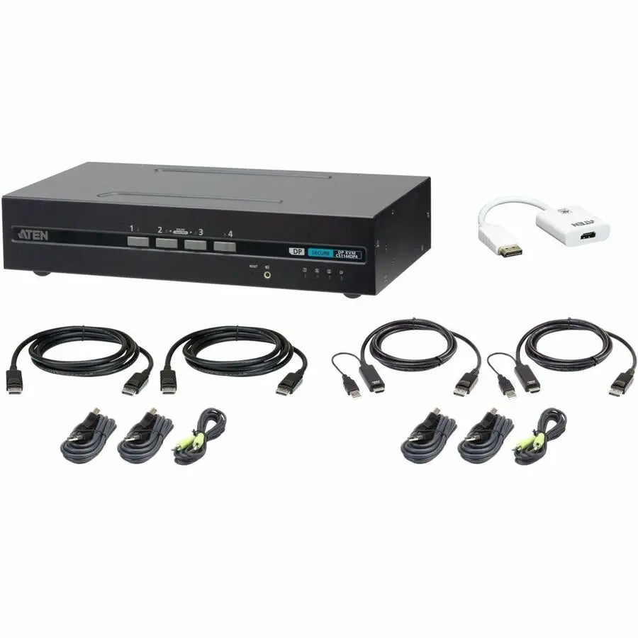 ATEN 4-Port USB DisplayPort and HDMI Secure KVM Switch Kit (PSD PP v4.0 Compliant) with Dual Display Support