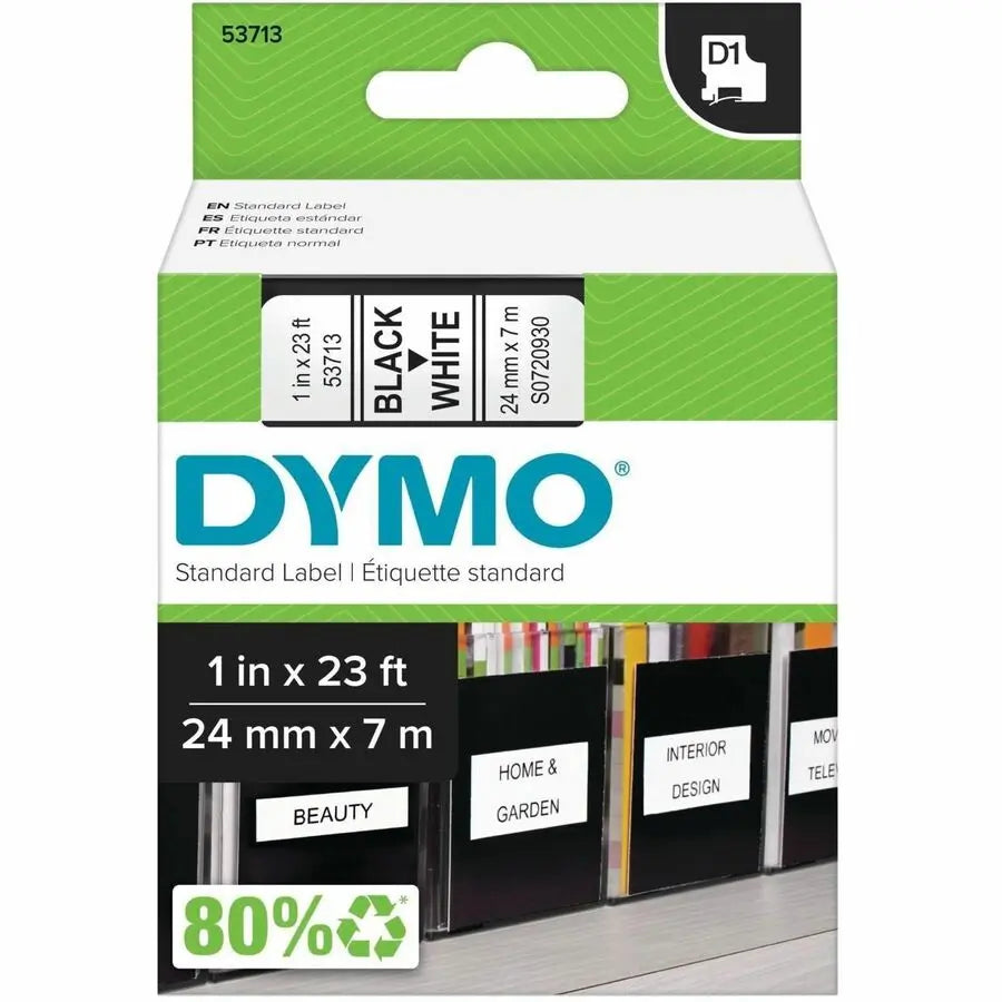 Dymo D1 Electronic Tape Cartridge - 1 Inch White Multipurpose Label Tape for Dymo Thermal Transfer Labelmakers