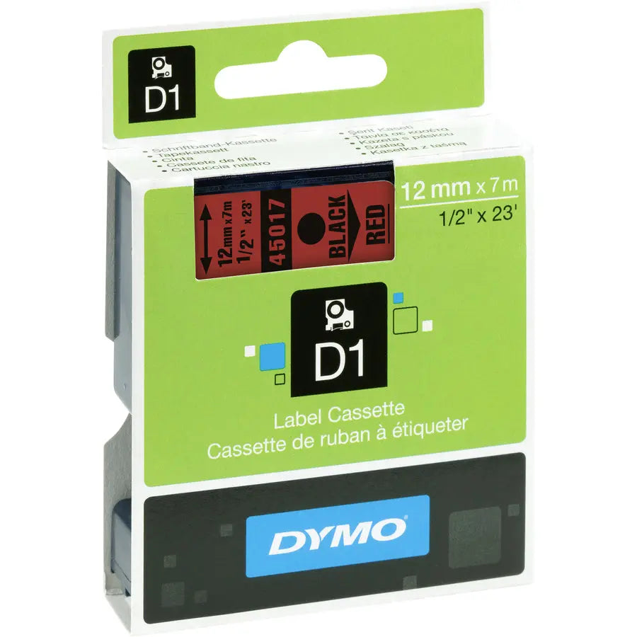 Dymo 45017 D1 Standard Labelling Tape – Multipurpose Thermal Transfer Label with Red Accent, 1 Each