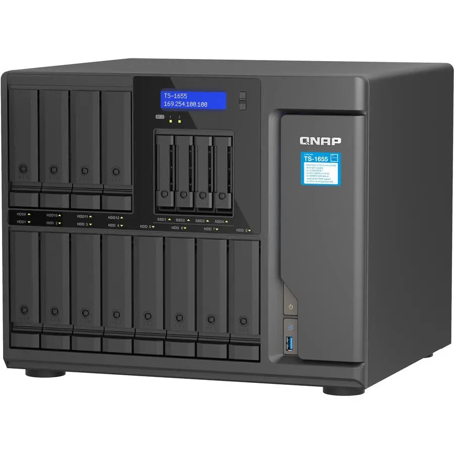 QNAP Turbo NAS TS-1655-8G SAN/NAS Storage System with 12 Drive Bays and 2.5GbE Connectivity