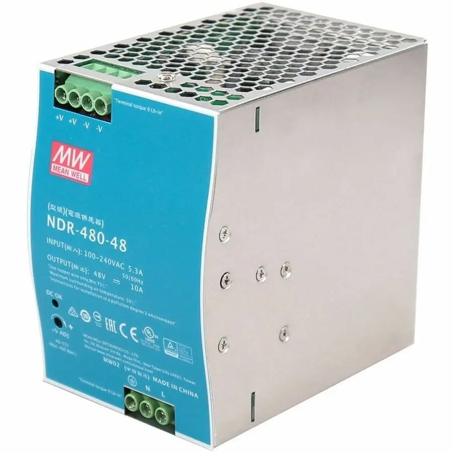 Intellinet Industrial DIN-Rail Mount Power Supply Unit (PSU) 480W - Reliable 48VDC at 10A Power Supply for Industrial Applications