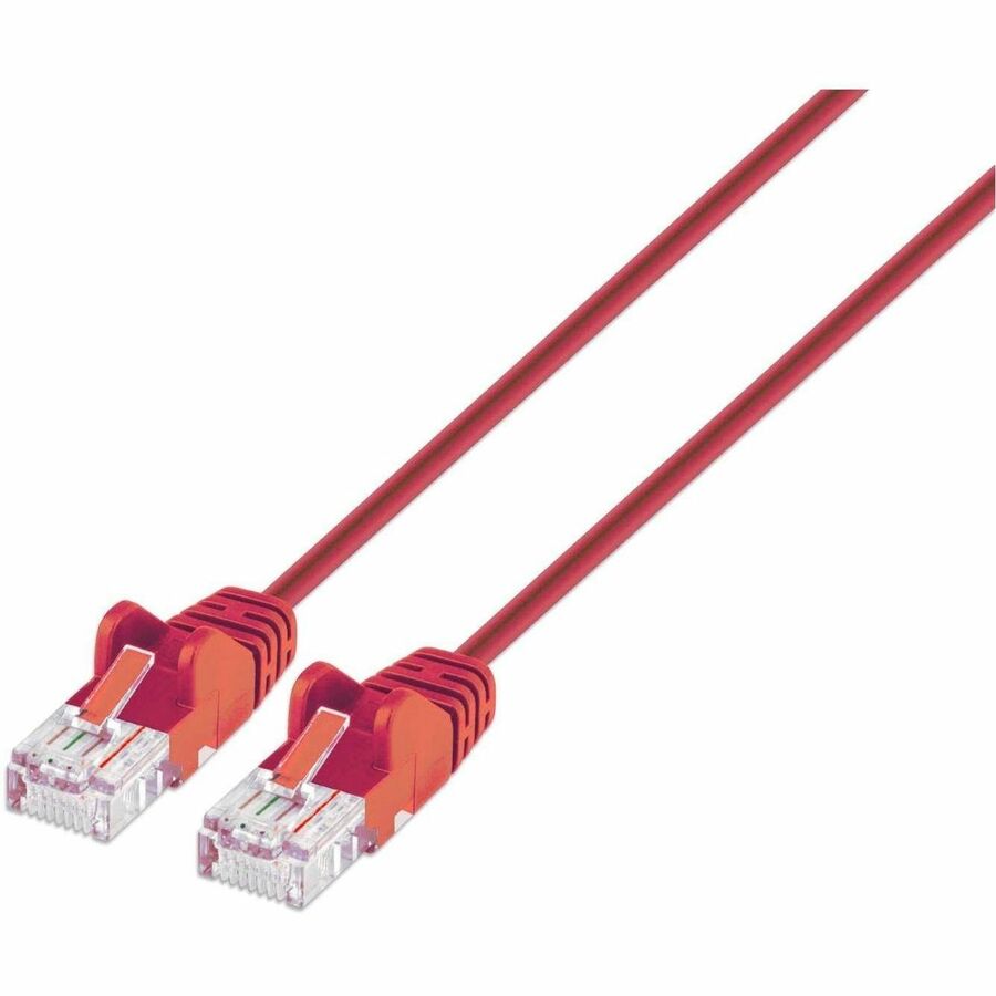Intellinet Cat6 U/UTP Slim Network Patch Cable, 5 ft., Red – High-Speed 10G Ethernet Connection with Gold-Plated Contacts and Snag-Free Boot Design