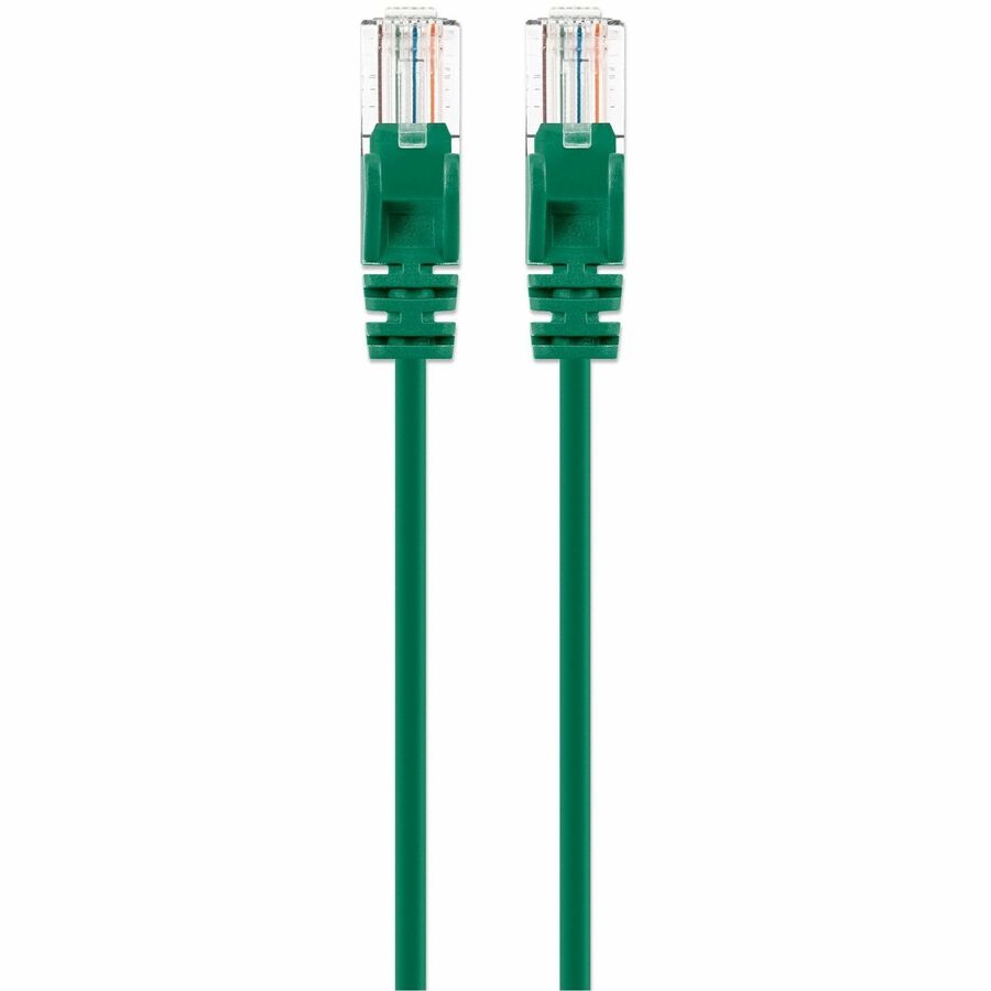 Intellinet Cat6 U/UTP Slim Network Patch Cable, 7 ft. - Green for High-Speed Data & PoE Applications