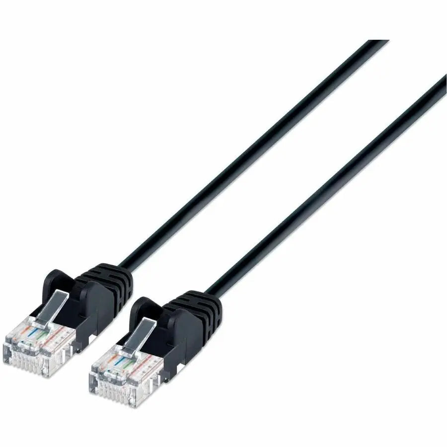 Intellinet Cat6a U/UTP Slim Network Patch Cable, 1 ft., Black