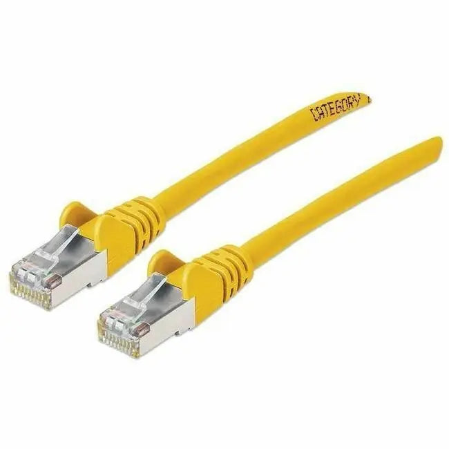 Intellinet Cat6a S/FTP Network Patch Cable, 1 ft, Yellow – High-Speed 10G Ethernet for Data Centers