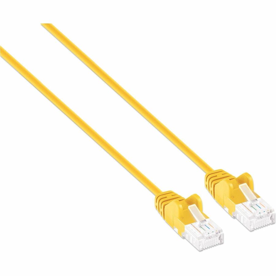 Intellinet Cat6 U/UTP Slim Network Patch Cable, 5 ft., Yellow – High-Speed Data and PoE Connectivity