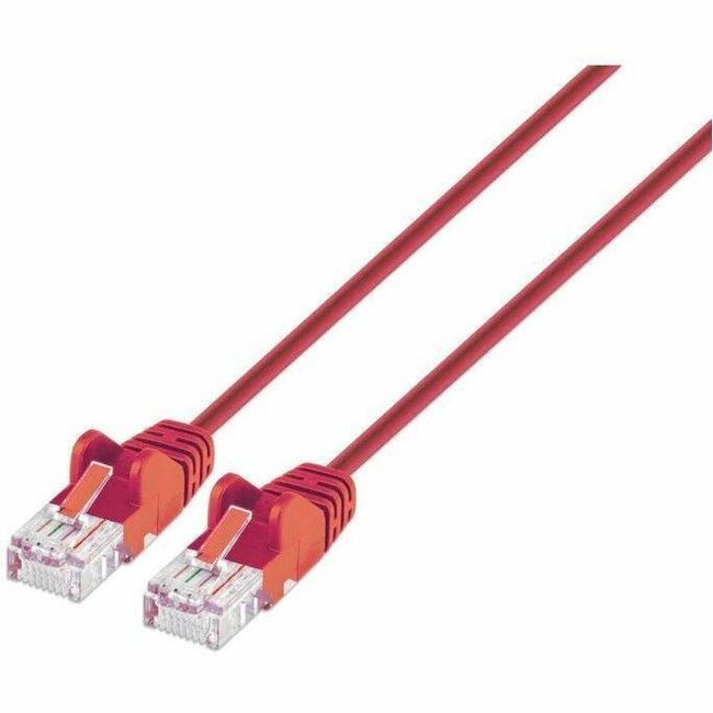 Intellinet Cat6 U/UTP Slim Network Patch Cable, 3 ft., Red — 10G Ethernet, 250 MHz LAN Patch Cord with Pure Copper Conductors and Gold-Plated Contacts