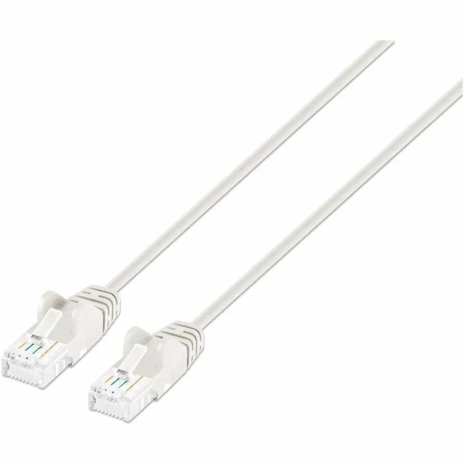 Intellinet Cat6a U/UTP Slim Network Patch Cable, 3 ft., White – High-Speed Ethernet with 10G Support