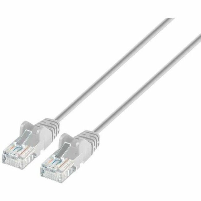 Intellinet Cat6 U/UTP Slim Network Patch Cable, 1 ft., Gray – High-Speed 10G Ethernet LAN Cable with Gold Contacts and Snag-Free Boot Design