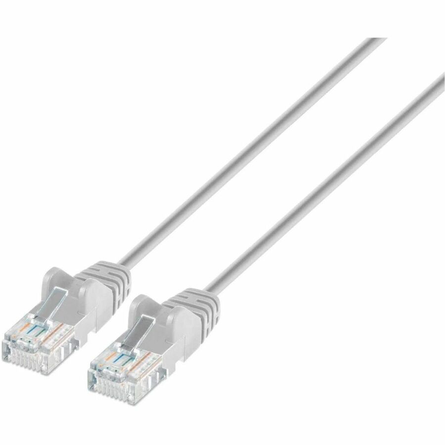 Intellinet Cat6 U/UTP Slim Network Patch Cable - 1.5 ft. Gray for High-Speed Data and PoE Applications