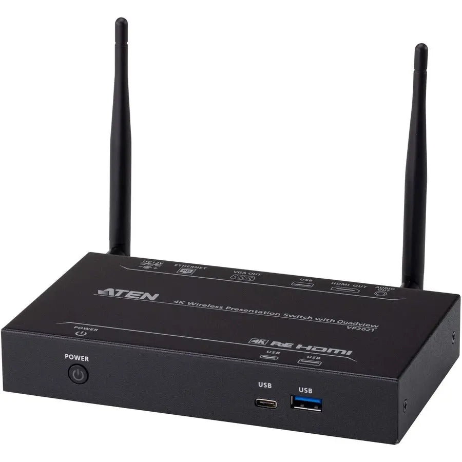 ATEN VP2021 4K Wireless Presentation Switch with Quad View - Seamless BYOD Content Sharing for Meetings and Classrooms