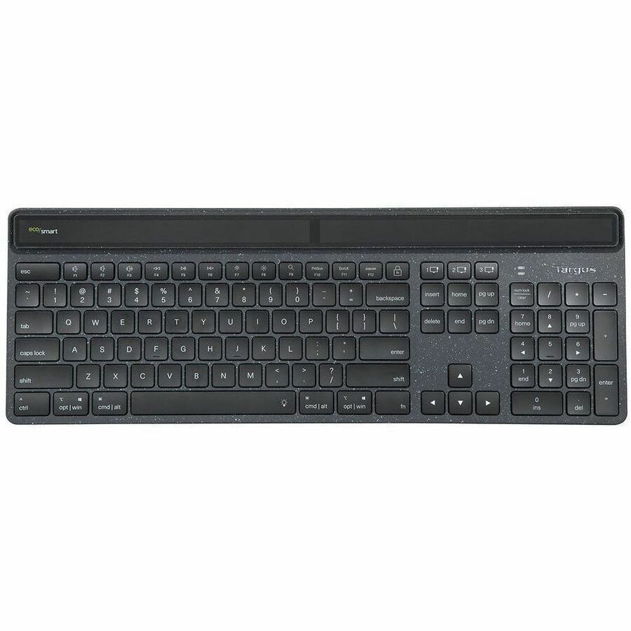 Targus Sustainable Energy Harvesting EcoSmart Keyboard – Full-Size Solar & Bluetooth Wireless Keyboard with Antimicrobial Protection