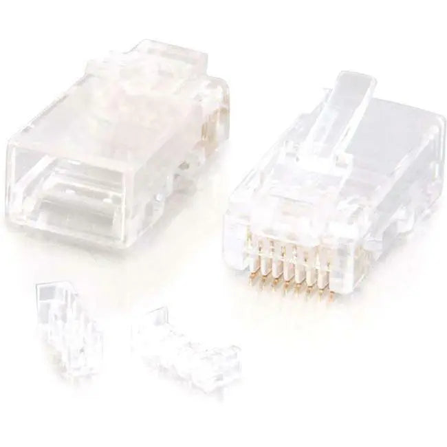 C2G RJ45 Cat5E Modular Plug with Load Bar – 100 Pack for Solid and Stranded Cables