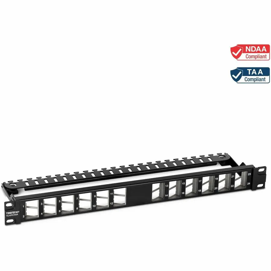 TRENDnet 24-Port Blank Angled Keystone Shielded 1U Patch Panel TC-KP24SA for Ethernet Networks
